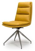 Nobo Swivel Dining Chair - Set of 2 - Yellow Faux Leather - Chrome Legs