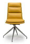 Nobo Swivel Dining Chair - Set of 2 - Yellow Faux Leather - Chrome Legs