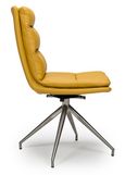 Nobo Swivel Dining Chair - Set of 2 - Yellow Faux Leather - Chrome Legs