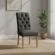 Normandy Dining Chair - Set of 2 - Charcoal Fabric Button Back