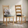 Normandy Dining Chair - Set of 2 - Charcoal Fabric - Ladder Back Oak