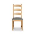 Normandy Dining Chair - Set of 2 - Grey Fabric - Ladder Back Oak