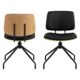 Owen Swivel Dining Chair - Set of 2 - Black Faux Leather