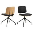 Owen Swivel Dining Chair - Set of 2 - Black Faux Leather