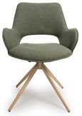 Perth Swivel Dining Chair - Set of 2 - Green Fabric