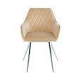 Quinn Dining Chair - Set of 2 - Champagne Velvet Fabric - Chrome Legs