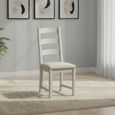 Salcombe Dining Chair - Set of 2 - Ladder Back - Grey Oak - Beige Fabric