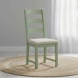 Salcombe Dining Chair - Set of 2 - Ladder Back - Sage Oak - Beige Fabric