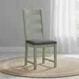 Salcombe Dining Chair - Set of 2 - Ladder Back - Sage Oak - Charcoal Fabric
