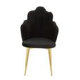 Tian Dining Chair - Set of 2 - Black Velvet Fabric with Gold Legs