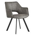 2 x Vera Distressed Light Grey Faux Leather Dining Armchair