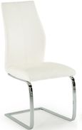 Elis Dining Chair - Set of 2 - White Faux Leather - Chrome