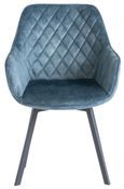 2 x Viola Teal Velvet Fabric Swivel Dining Chair