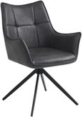 2 x Vito Charcoal Faux Leather Swivel Dining Armchair