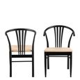 York Dining Chair - Set of 2 - Black - Curved Back