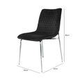 Zula Dining Chair - Set of 2 - Black Velvet Fabric - Chrome Legs