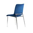 Zula Dining Chair - Set of 2 - Blue Velvet Fabric - Chrome Legs