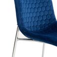 Zula Dining Chair - Set of 2 - Blue Velvet Fabric - Chrome Legs