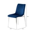 Zula Dining Chair - Set of 2 - Blue Velvet Fabric - Chrome Legs