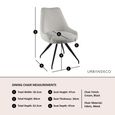 Arctic Cream Boucle Fabric Swivel Dining Chair with Black Legs