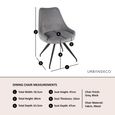 Arctic Grey Velvet Fabric Swivel Dining Chair with Black Legs