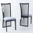Athena Black High Gloss Slatted Back Dining Chair with Grey Seat Pads