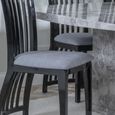Athena Black High Gloss Slatted Back Dining Chair with Grey Seat Pads