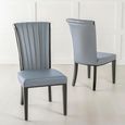 Cadiz Grey Leather Large High Back Dining Chair with Black Legs