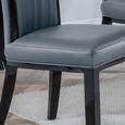 Cadiz Grey Leather Large High Back Dining Chair with Black Legs