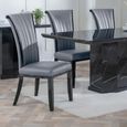 Cadiz Grey Leather Large High Back Dining Chair with Black Legs