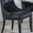 Carmela Black Leather Large High Back Dining Chair with Black Legs