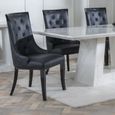 Carmela Black Leather Large High Back Dining Chair with Black Legs