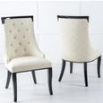 Carmela Cream Leather Large High Back Dining Chair with Black Legs