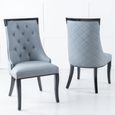 Carmela Grey Leather Large High Back Dining Chair with Black Legs