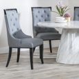 Carmela Grey Leather Large High Back Dining Chair with Black Legs