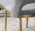 Clearance - 2 x Morgan Brass and Grey Linen Fabric Dining Chair - FSS13419