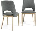 Clearance - 2 x Morgan Brass and Grey Linen Fabric Dining Chair - FSS13419