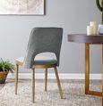 Clearance - 2 x Morgan Brass and Grey Linen Fabric Dining Chair - FSS13419
