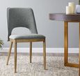 Clearance - 2 x Morgan Brass and Grey Linen Fabric Dining Chair - FSS13419