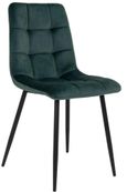 Clearance - 2 x Timmonsville Dark Green Velvet Fabric Dining Chair with Black Metal Legs - FSS15846