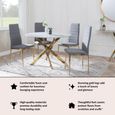 Clearance - Lido Dining Chair in Dark Grey Colour Fabric with Gold Legs