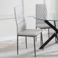 Clearance - Metro Dining Chairs in Beige Colour Leather and Black Metal Legs