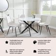Corona Dining Chairs in Beige Colour Fabric and Black Metal Legs