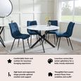 Corona Dining Chairs in Blue Colour Fabric and Black Metal Legs