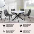 Corona Dining Chairs in Grey Colour Fabric and Black Metal Legs