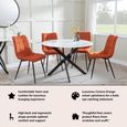 Corona Dining Chairs in Orange Colour Fabric and Black Metal Legs