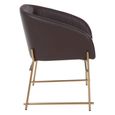 Delta Dining Chair - Brown Faux Leather with Gold Legs
