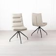 Diego Beige Leather Swivel Dining Chair with Black Legs