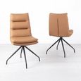 Diego Brown Leather Swivel Dining Chair with Black Legs