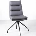 Diego Dining Chair - Swivel - Grey Leather - Black Legs